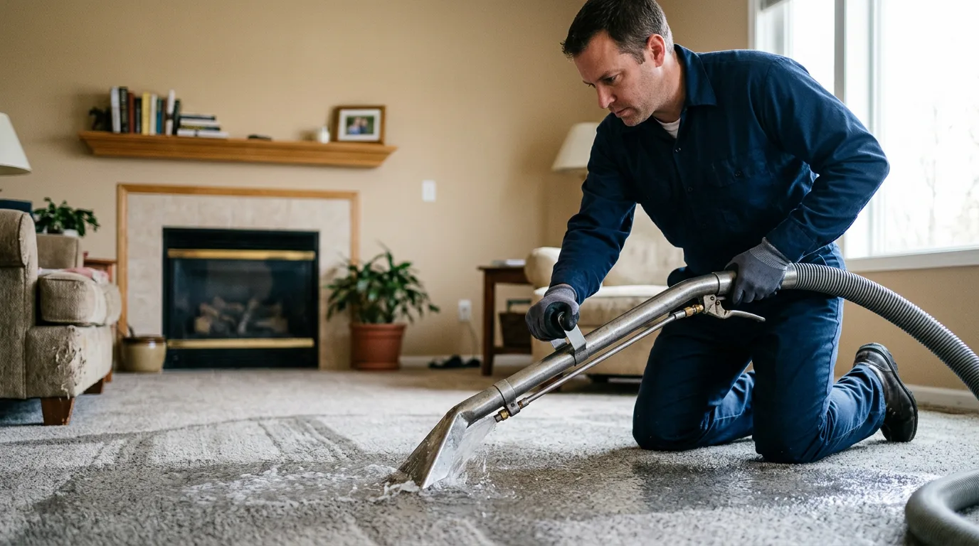 Water damage restoration technician working near Wolcott, CT